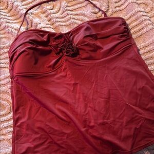 J. Crew Red Strapless Swim Blouse